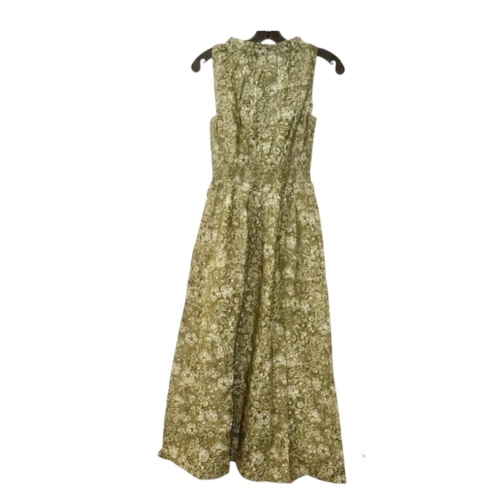 Tuckernuck Bergamot Floral Walker Dress M NWT Green Cotton Midi w Pockets - Picture 4 of 10